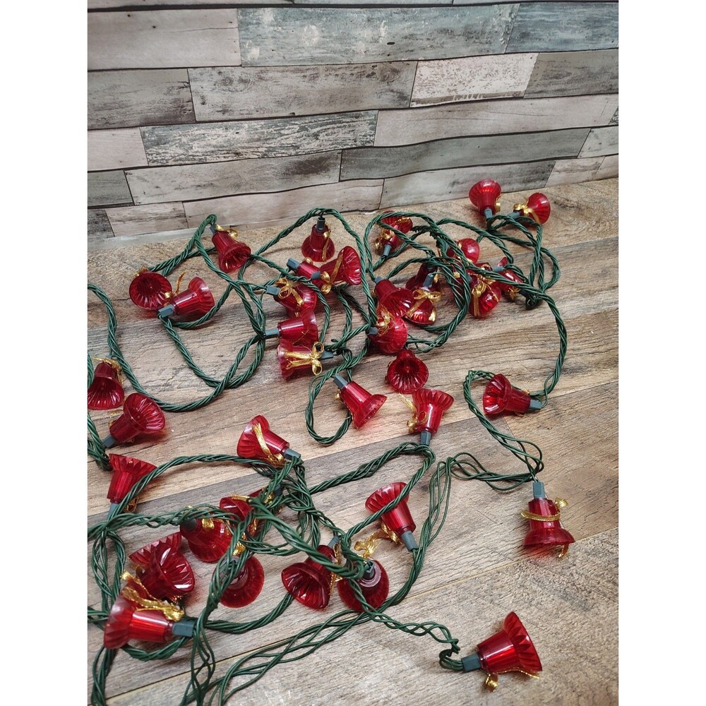 Vintage Grandlite Christmas String Lights 40 Red Bell Covers Musical Songs
